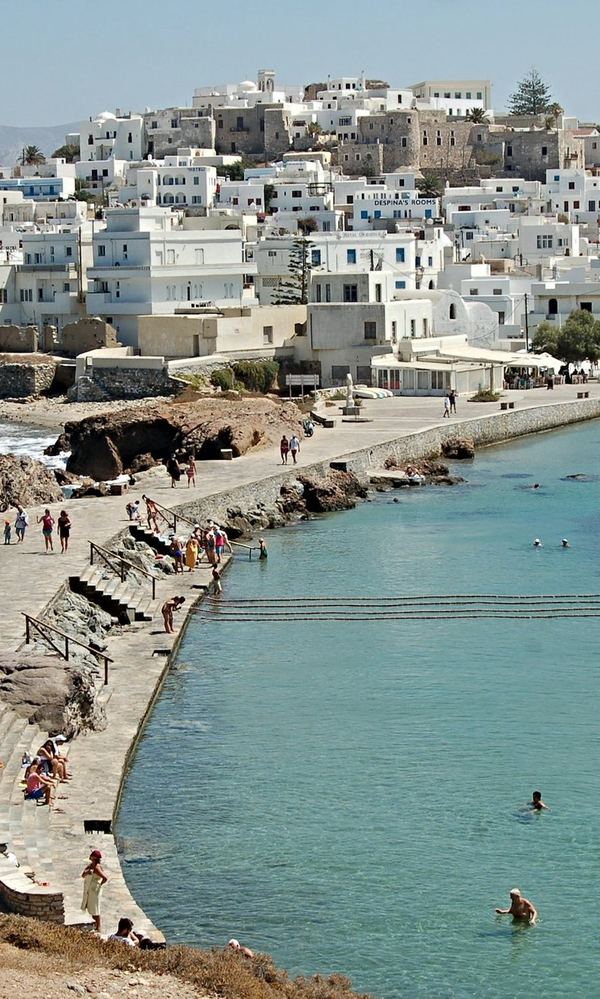 Η Χώρα της Νάξου και ο μώλος προς την Πορτάρα, από ψηλά